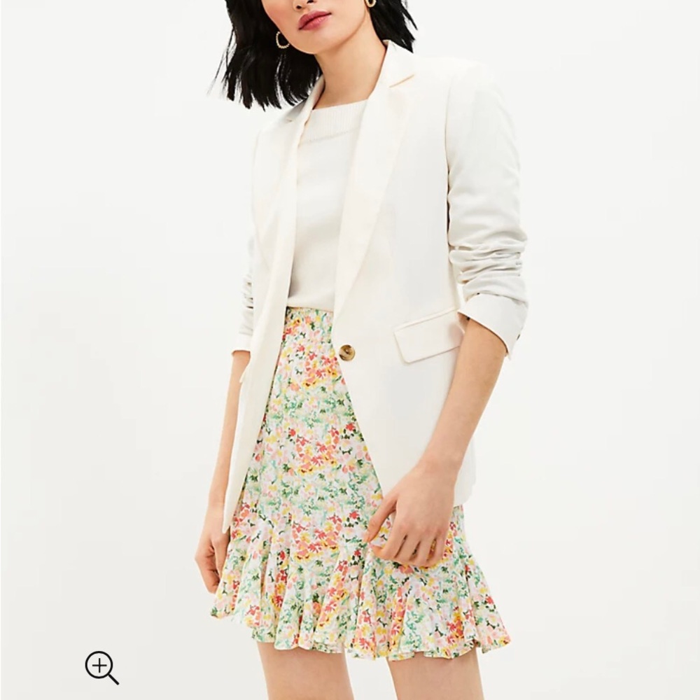 LOFT Petite Buttercup Floral Flounce Skirt NWT